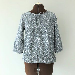 Grey Floral Corduroy Blouson Top